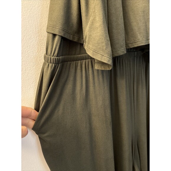 TORRID WOMENS Olive Green Jersey Flounce Culotte Jumpsuit SIZE 2 - Picture 5 of 15